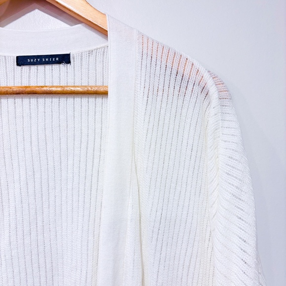 SUZY SHIER White open crochet cardigan - Picture 4 of 8